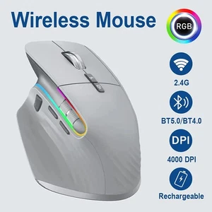 RGB Wireless Gaming Mouse 2.4G Bluetooth Rechargeable Ergonomic - Picture 1 of 16