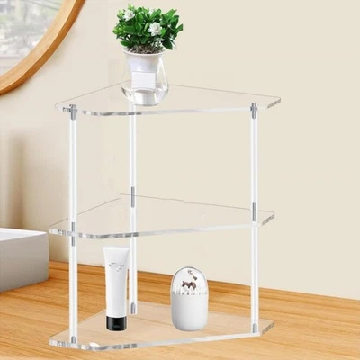 Acrylic Corner Side Table Small 3 Tier Triangular End Table For Living Room - Image 1 of 4