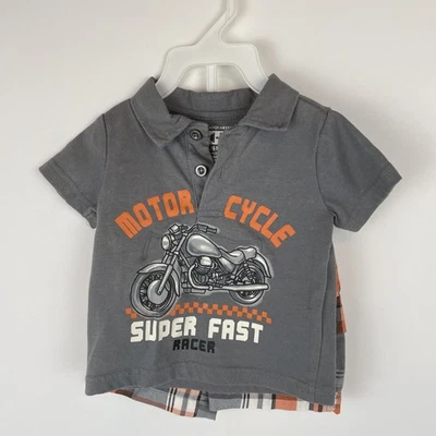 Kids Headquarters Gris Super Rápido Polo y Pantalones Cortos a Cuadros Infantiles 3 a 6 Meses Foto 1 de 4