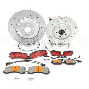 FOR AUDI SQ7 TDI 4M 16- DRILLED FRONT REAR BRAKE DISCS PADS SENSORS 400mm 350mm - Picture 1 of 19