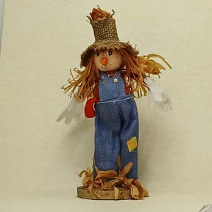 Handmade 10" Scarecrow Straw Burlap Figure Hand Painted Freestanding - Picture 1 of 11