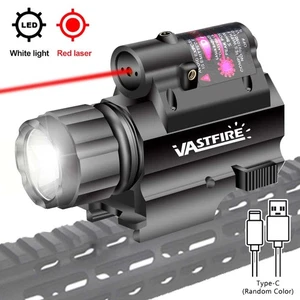 Red Dot Laser Sight Pistol Light LED Torch Flashlight USB Rechargeable 20mm Rail - Picture 1 of 12
