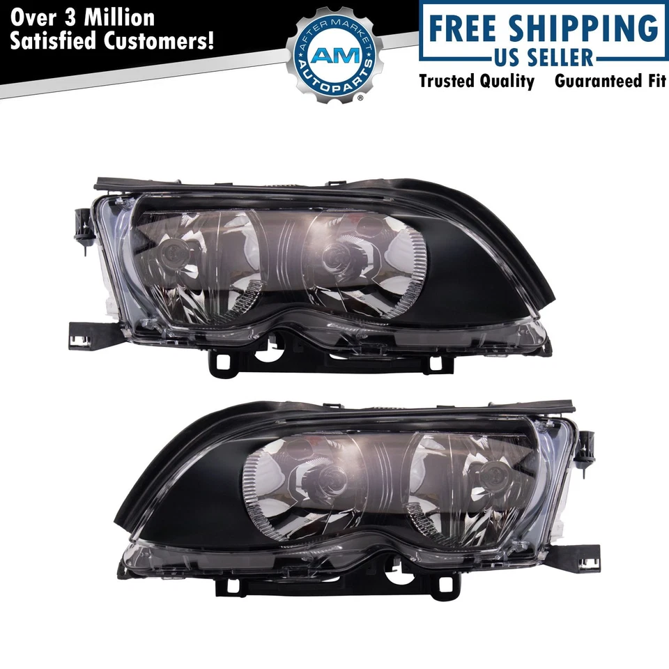 Headlight Assembly Set Fits 2002-2005 BMW 325i 325xi 330i 330xi - Image 1 of 4