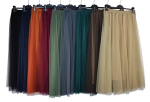 Women's Italian A-Line Tulle Mesh Skirt Plain - Picture 1 of 21
