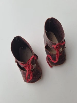Chaussures pour poupée ancienne SFBJ bordeaux - Photo 1/4