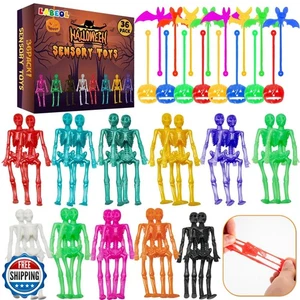 Labeol 36PCS Halloween Giocattoli Elasticizzati Bomboniere Festa Scheletro Pipistrello Zucca per Ki - Foto 1 di 5