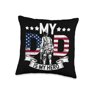 Army Dad USA Flag Fathers Day & 4th of July Gift Throw Pillow, Multicolor 16x16 - Picture 1 of 4