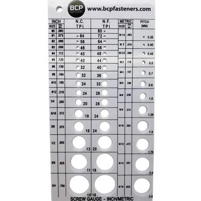 Screw Thread Gauge | Metric And SAE | Recommends Drill Bit & Tap Size (BCP675) - Image 1 of 2