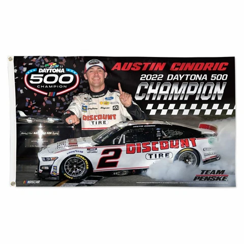 Austin Cindric 2022 Wincraft #2 Discount Tire Daytona 500 Winner 3x5 Deluxe Flag Cover