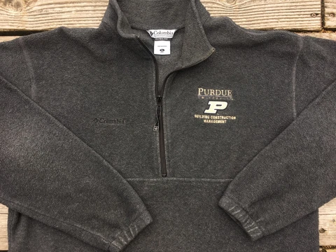 Purdue Boilermakers Columbia Fleece Jacket Construction Management vtg gray XL Cover