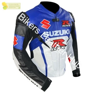 Suzuki GSXR Motorbike Leather Jacket Motorcycle Sports Racing Leather Jackets CE - Picture 1 of 7