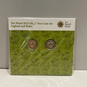 The Royal Mint Floral 2013 UK £1 Two Coin Set England & Wales NEW SEALED - Picture 1 of 4