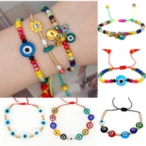 Lucky Evil Eye Beaded Bracelet Handmade Red Rope Adjustable Bangle Jewelry Gifts - Picture 1 of 50