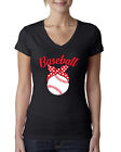 Urocza baseballowa wstążka dla mamy prezent damska junior koszulka z dekoltem w serek