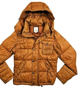 *HOT AUTHENTIC Men's DIESEL @ SPORTS QUILTED HOODED PUFFER ORANGE BROWN Jacket S - Picture 1 of 16