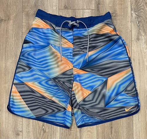 NIKE Costume da bagno uomo logo tavola pantaloncino grande blu arancione bianco nero