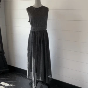 Danny and Nicole Sleeveless High-Low Fit Flare Dress Size 14W Color Black/Silver - Picture 1 of 12