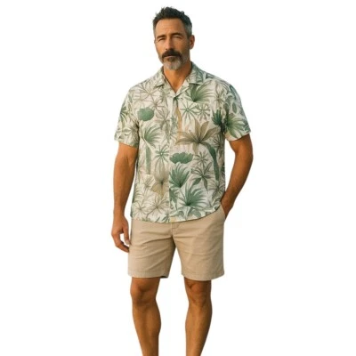 Pierre Cardin Men's Shirt Size XLarge Green Floral Short Sleeve Dress Casual - Image 1 of 4