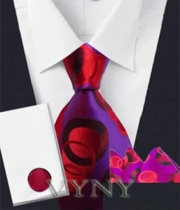 Nuevo conjunto de corbata + pañuelo + gemelos "VS129" TEJIDO JACQUARD "VYNY" para hombre (VS129) - Imagen 1 de 6