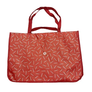 Auténtico bolso de compras reutilizable extra grande Lululemon rojo plateado - Imagen 1 de 7