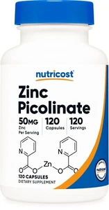 Nutricost Zinc Picolinate 50mg, 120 Vegetarian Capsules- Gluten Free and Non-GMO - Picture 1 of 5