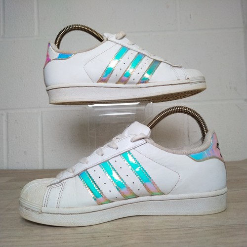 Sneakers Adidas Original Superstar UK4.5 EU37.3 in pelle bianca top basso