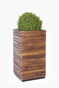 Pflanzkübel Blumenkübel Pflanzsäule "Block" 80*43*43 aus Holz Akazie, Braun - Bild 1 von 8