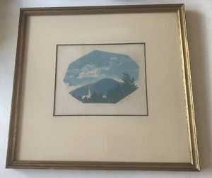 Vintage 1954 Kunstdruck signiert Tim Taylor gerahmt Blue Mountains Kirche Himmel Bäume - Bild 1 von 12