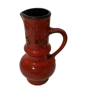 Vintage Ceramic Small Pitcher Pottery German 2062 Red/Blk Retro Home Decor - Bild 1 von 4