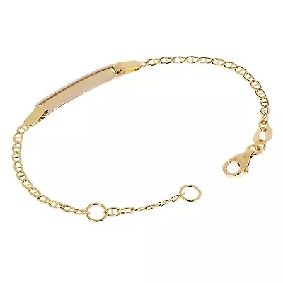 Italian 14k Two-Tone Gold Engravable Baby Kids Mariner ID Bracelet 5.5" 1.6grams - Image 1 of 4