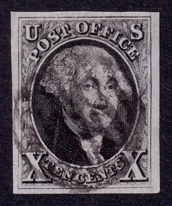 US Scott 2, 1847 Washington, 10c black, VERY FINE USED *Certified* - Picture 1 of 3