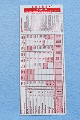 Amtrak Capitols Card - Revised Winter 1998 - Image 1 of 2