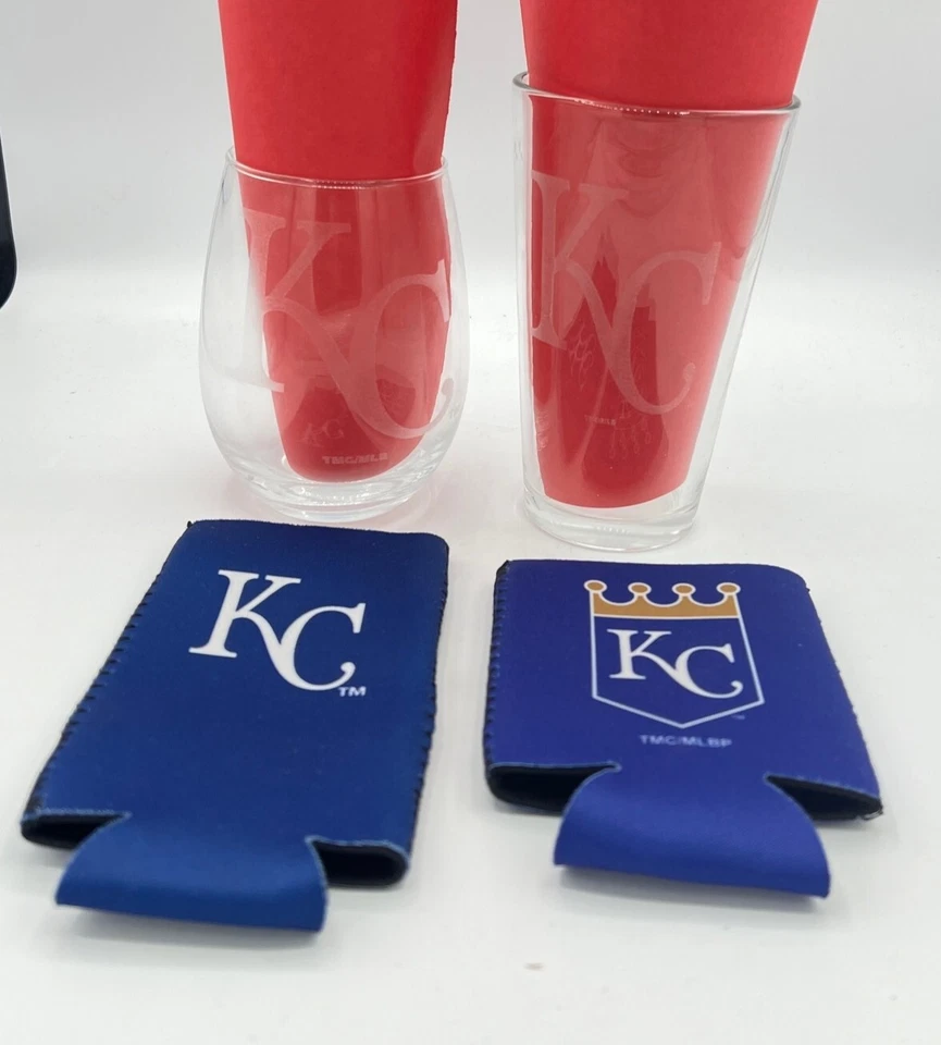 Vaso de vino de vaso de pinta grabado con láser Kansas City Royals + 2 coozies envío gratuito Foto 1 de 1