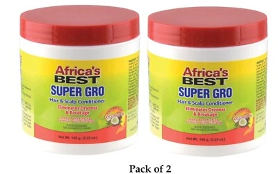 2 X Africa's Best Super Gro acondicionador para cabello y cuero cabelludo, aceite de coco 5,25 oz/149 g Foto 1 de 4