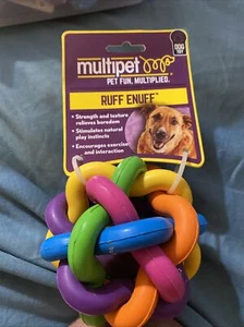 Multipet Nobbly Wobbly Rubber Ball with Bell, Dog Toy, 4" - Picture 1 of 3