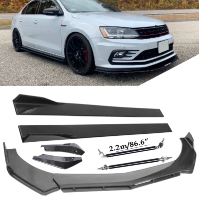 For Volkswagen Jetta Carbon Fiber Front Bumper Lip Splitters Side Skirt Strut Foto 1 de 4