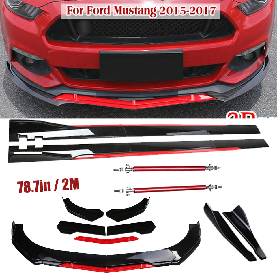 Front Bumper Lip Splitter Spoiler Side Skirts Glossy Black For Ford Mustang 2 Foto 1 de 4