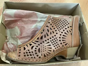 Pikolinos Women’s Brandy Romana Peep Toe Leather Booties Sz 39 Brown US Size 8.5 - Picture 1 of 8