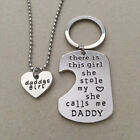 Daddy's Girl Heart Necklace Key Ring Set Stainless Steel Charm Love Pendant