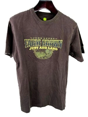 Camiseta John Deere marrón para hombre mediana cultivada en granja solo agrega tierra tractor agricultura Foto 1 de 4