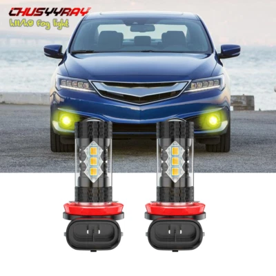 H11 For Acura TSX 04-14 TL 07-14 ILX 16-18 - 2PC 3000K Gold Yellow LED Fog Light — 第 1/4 张图片