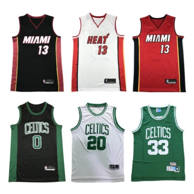 MARKENLOS Basketball Trikots Genäht Heat/Celtics Schwarz/Weiß/Rot/Grün S-2XL
