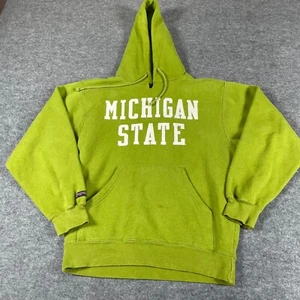 VTG Michigan State Spartans Hoodie Mens Small Green Faded Distressed College Y2K - Picture 1 of 16