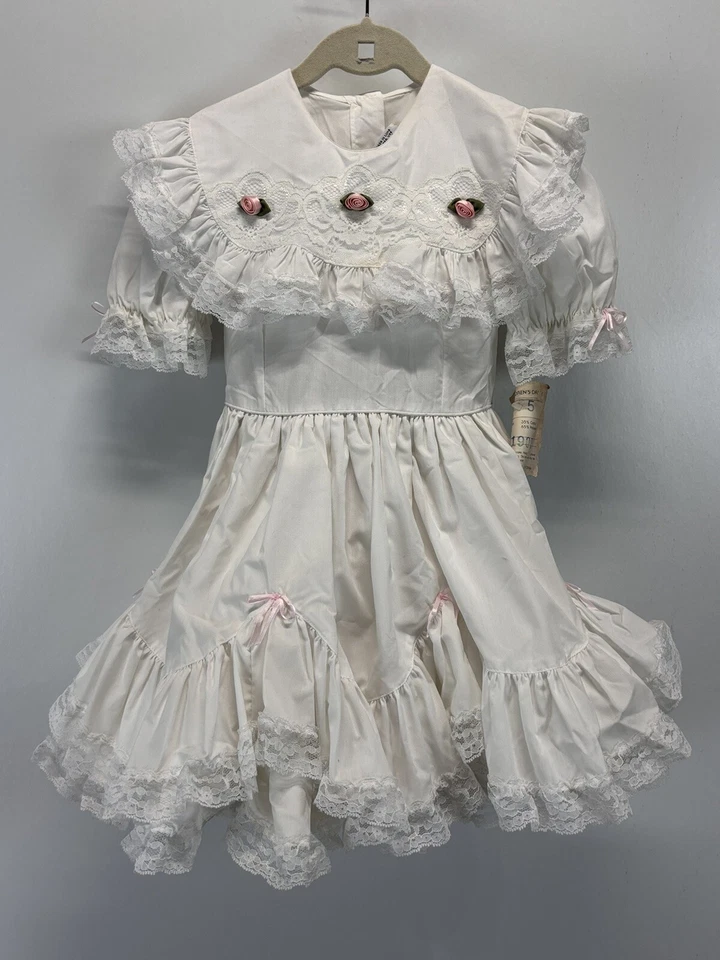 Vtg NWT New Lilo Baby Dress White Ruffled Pageant, Flower Girl Sz 5 READ - Image 1 of 4