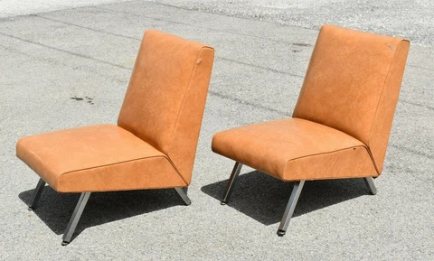 ANTIQUE VINTAGE RARE ART DECO ROYALCHROME ROYAL METAL ARMLESS LOUNGE CLUB CHAIRS Cover