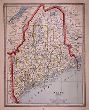 Old 1884 MAINE ~ Authentic Atlas Map (11x14) ~Free S&H -#P139