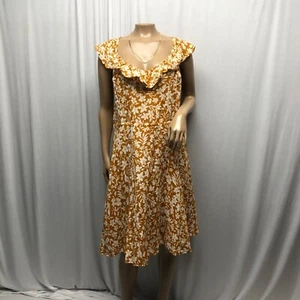 Old Navy Cami Dress Womens Size XXL Rust White Smocked Floral Ruffle Romantic - Picture 1 of 7