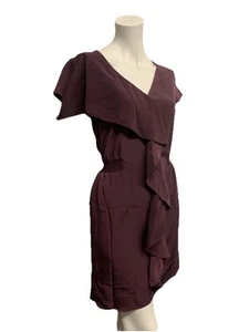 Marks & Spencer M&S Limited Edition Pflaume V-Ausschnitt Kleid seidiger Stoff Gr. 8 - Bild 1 von 5