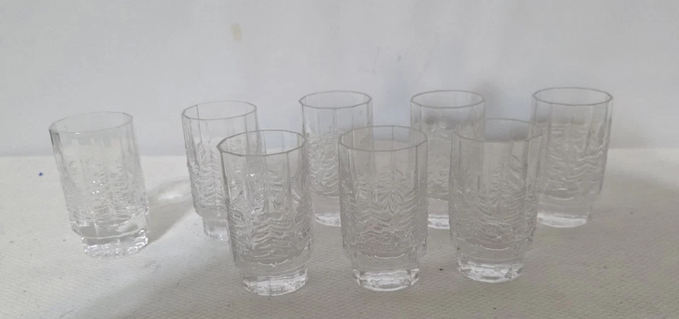De Colección Juego de 8 Abetos Iittala Finlandia Kuusi Doble Vidrio Antiguo-4" Foto 1 de 3