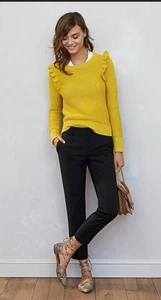 Suéter Pullover Banana Republic Volantes Amarillo Mostaza Talla Pequeña Para Mujer’s - Imagen 1 de 6